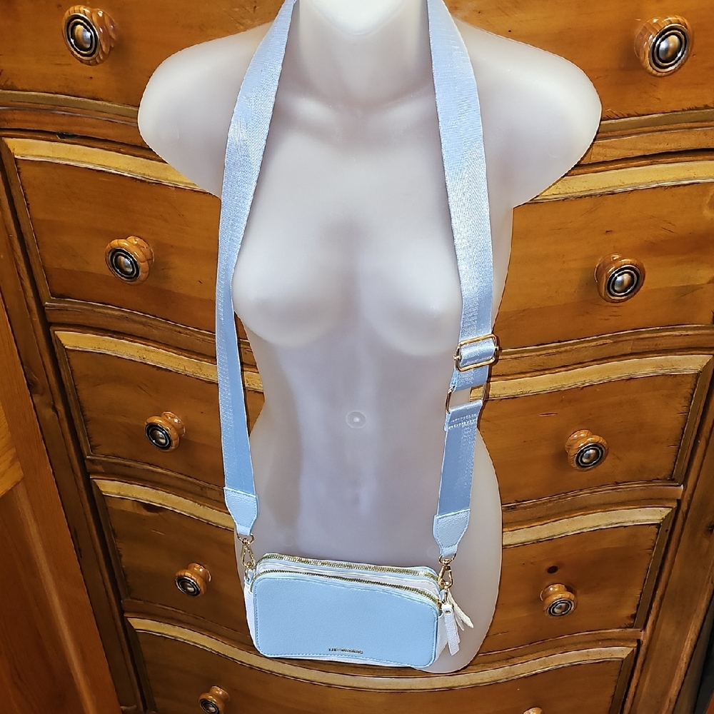 Light Blue & White Small Crossbody Bag
